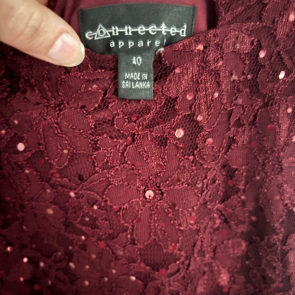 Connected Apparel Burgundy sparkly  Dress - Picture 3 of 4